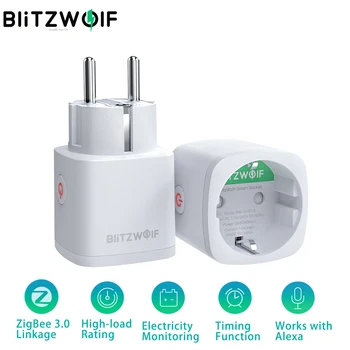 BlitzWolf BW-SHP13 ES Plug 3680W Zigbee 3.0 Lizdas Smart APP Nuotolinis Valdymas Laikmatis veikia su Alexa, Google 