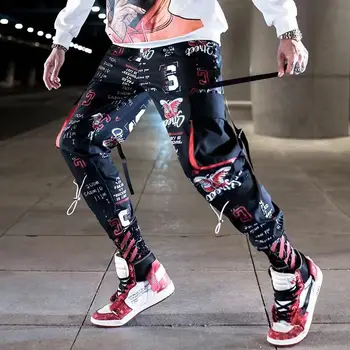 Blokas Pocket Kratinys Krovinių Poilsiu Vyrų 2021 Naujas Streetwear Hip-Hop Laiškas Spausdinti Haremas Pants Mens Atsitiktinis Kelnės Sweatpants