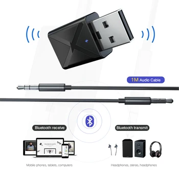 Bluetooth 5.0 Dongle Garso Imtuvas, Siųstuvas, Mini 3,5 mm Belaidžio AUX Stereo 