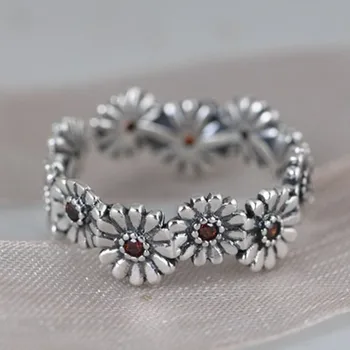 BOCAI Naujas nekilnojamojo S925 sidabro moteris žiedas retro amatų, mados, papuošalai mažosioms gėlių atidaryti rodomojo piršto žiedas 925 sidabro moterų žiedas