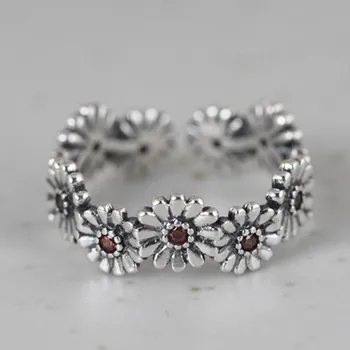 BOCAI Naujas nekilnojamojo S925 sidabro moteris žiedas retro amatų, mados, papuošalai mažosioms gėlių atidaryti rodomojo piršto žiedas 925 sidabro moterų žiedas
