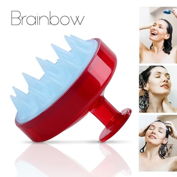 Brainbow 1 gabalas, Šampūnas, Šukos Silikoninis Dantų, Plaukų, Galvos odos Minkštas Masažinis Šepetys Plaukų Plovimo Šukos Kūno Vonia Massager Grožio, Spa Priemonės