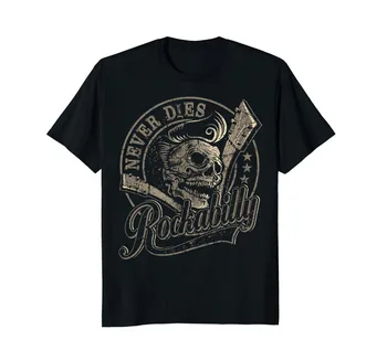 Brand T-Shirt Vyrai 2019 Mados Marškinėliai dovana Rockabillys Kaukolė Gitara, print T-Shirt