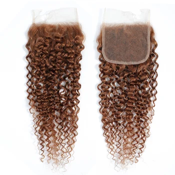 Brazilijos Ruda Keistą Garbanotas Plaukų Ryšulius Su Uždarymo 4X4 KEMY PLAUKŲ Žmogaus Plaukų Pynimas Ryšulius Su Uždarymo Remy Hair Extension