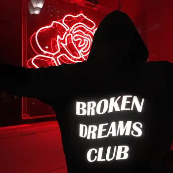 Broken Dreams Klubas Hoodie Juoda Tumblr Grunge Estetinės Palaidinės Moterims, Vyrams Unisex Bliuzono Prakaitavimas, Megztinis, Topai