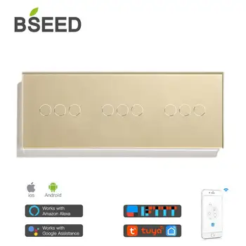 Bseed Wifi Touch Užuolaidų Įjungti Trigubo Smart Roller Užrakto Juoda Balta Aukso Žaliuzės Belaidžio Kristalų Klasės Smart Gyvenimo TUYA App