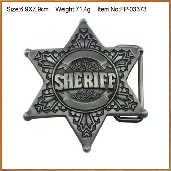 BuckleClub retro cinko lydinys Šerifas star kaubojus, džinsus, dovanų diržo sagtis FP-03373 alavas apdaila 4cm plotis, kilpos lašas laivybos