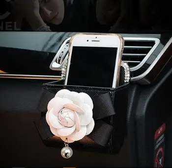 Camellia Žiedų Automobilio Interjero Aksesuarų Kristalų Odinis Vairas Padengti Saugos Diržų Shifter Padengti Auto Pagalvėlės Veidrodis Atveju