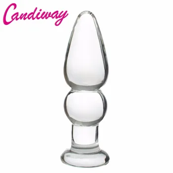 CandiWay Stiklo Butt Plug Analinis Granulės išangę Dildo Erotiniai Sex Žaislas Suaugusiųjų Masturbacija Produktų, skirtų moterų, vyrų gėjų sekso žaidimas