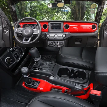 Centras Konsolių Dekoratyviniai Lipdukai Jeep Wrangler JL 2018 2019 Gladiatorių JT 2020 2021 Automobilio Interjero Aksesuaras Automobilio Stilius Raudona