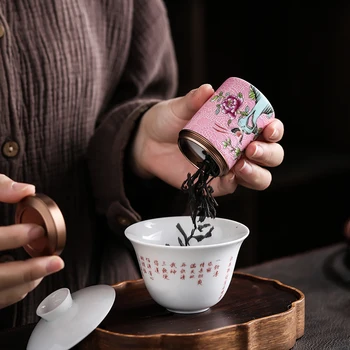CHANSHOVA Kelionės nešiojamų Maži Arbatos caddy filtras Uždaromos keramikos jar arbatos dėžutė Spalvos Emalio konteinerių Kinijos Porceliano H294