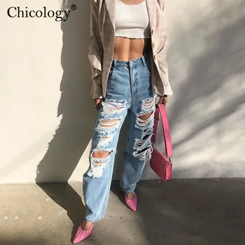 Chicology Kankina Baggy Aukštos Laukia Džinsai Y2K Mados Streetwear Moterų 2020 M. Rudenį, Žiemą Sexy Woman Kelnės Drabužius Laisvas Kelnes
