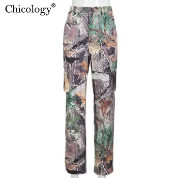 Chicology Y2K Spausdinti Aukštos Juosmens Krovinių Kelnės Moterims Baggy Kelnės 2020 M. Rudens-Žiemos Drabužių Streetwear Mados Nuosėdos Sweatpants