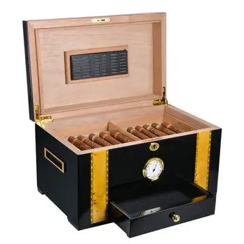 Cigarų Spintelė su Drėkintuvas ir Drėgmėmačiu Prabanga Humidoras Klubo Darbalaukio Dvigubo Sluoksnio Cigarų Dėžutė