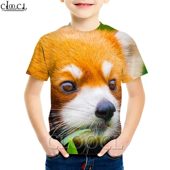CLOOCL T-Shirt Berniukas/Mergaitė 3D Spausdinimo Mielas Anmial Mados Vasaros Populiarus Vaikų Raudona Panda Marškinėliai Tracksuit Atsitiktinis Viršūnės