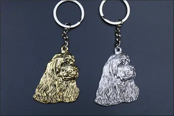 Cocker Spanielis Keychain Populiarus Metalo gyvūnų šunų Key Chain Reljefinis aukso spalvos Naujas Mados Kūrybos