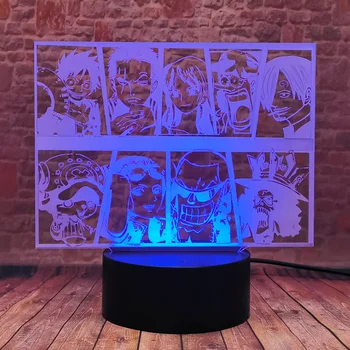 Cool 3D Stalas naktinė lempa LED 7 Spalvų Keitimas Lempos Modelis One Piece Anime Pav Žaislai Vaikams