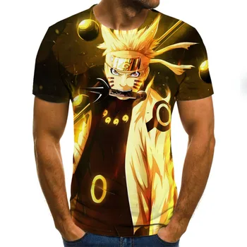 Cool anime vyriški T-shirt vasaros mados viršų 3D apvalios kaklo trumpomis rankovėmis Naruto atsitiktinis marškinėliai T-shirt