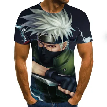 Cool anime vyriški T-shirt vasaros mados viršų 3D apvalios kaklo trumpomis rankovėmis Naruto atsitiktinis marškinėliai T-shirt