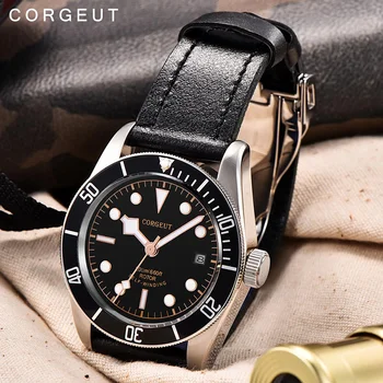 Corgeut 41mm Automatinis Mechaninis laikrodis Vyrams Miyota Judėjimo Karinės Black Dial Šviesos Vandeniui Naras Vyrų Laikrodis