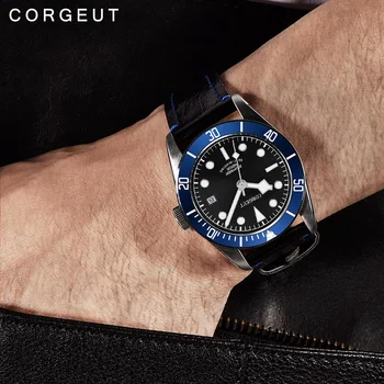Corgeut 41mm Automatinis Mechaninis laikrodis Vyrams Miyota Judėjimo Karinės Black Dial Šviesos Vandeniui Naras Vyrų Laikrodis
