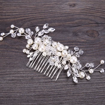 Crystal Pearl Plaukų Šukos Cirkonio Vestuvių Nuotakos Headpieces Granules, Plaukų Aksesuarai Pamergės Moterų Plaukų Papuošalai