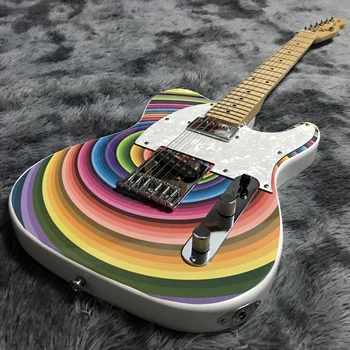 Custom shop elektrinė gitara, vandens perdavimo rainbow Ring, 2020 naujas, karšto pardavimui, geltona, raudona, balta, mėlyna, violetinė, gali būti pagamintas