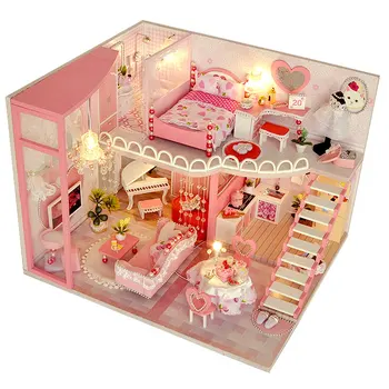 CUTEBEE Lėlės Namas Miniatiūriniai Lėlių Baldų Rinkinys, Medinis Namas Miniaturas Žaislai Vaikams, Naujų Metų Kalėdų Dovana