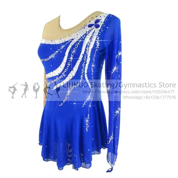 Dailiojo Čiuožimo Suknelė Mergaitėms Konkurencijos mėlyna Kokybės Kristalai Baleto Ritmo Triko Paaugliams Čiuožimo suknelė Moterims maudymosi Kostiumėliai Sijonas
