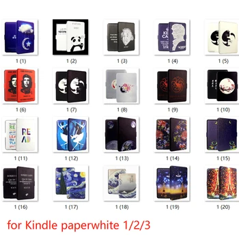 Dangtis, skirtas Amazon Kindle paperwhite 1 2 3 atveju PU odos spausdinti smart cover magnetinio skaitymo atveju(Ne Kindle paperwhite 4)