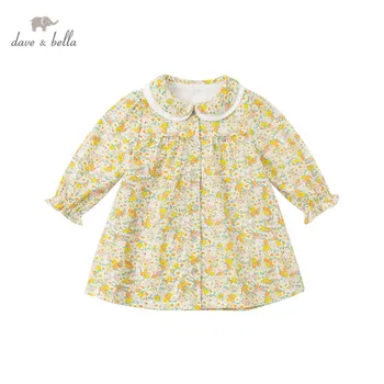 DB16711-2 dave bella pavasario baby girl mielas gėlių spausdinti suknelė vaikų mados šalis suknelė vaikams kūdikiams lolita drabužiai