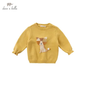 DBZ14560-1 dave bella rudenį mielas kūdikis girls cartoon kamuolys megzti megztinis vaikai mados bamblys boutique viršūnės