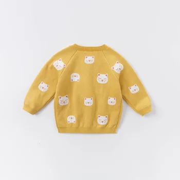 DBZ14562-1 dave bella rudenį kūdikiams, kūdikių mergaičių mados animaciją kačių cardigan vaikams, vaikiška kailio vaikams mielas megztas megztinis