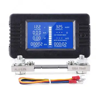 DC 0-200V 0-100A Digital Voltmeter Ammeter Automobilio Akumuliatoriaus Testeris Pajėgumų, Atsparumo Įtampos Srovės Elektros Energijos Skaitiklis Stebėti