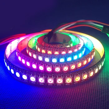 DC5V 1m/4m/5m ws2812b WS2812 LED Juostelės Smart RGB 5050 spalvotas Pixel IC Ditigal individualiai Naudojamos vandeniui juosta šviesos