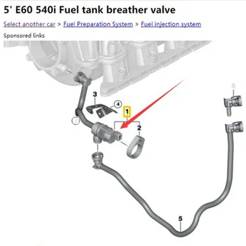 Degalų bako ventiliacijos vožtuvas su vamzdžio BMW 5 series E60 E61 E70 