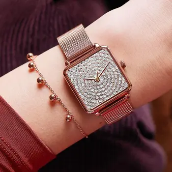 Deimantų žiūrėti moterų laikrodžiai ponios laikrodis moteris kvarco žiūrėti nerūdijančio plieno crystal laikrodis moterims satti montre femme