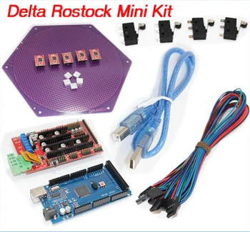 Delta Rostoko mini rinkinys kossel rinkinys reprap A4988 +Rampos 1.4+ Mega 2560 ir vielos kabelis 4Pin