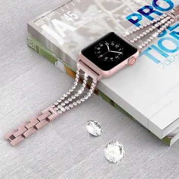 Diamond Nerūdijančio Plieno Dirželis Apple Watch Band 42mm 38mm Moterų Apyrankės Apyrankė 
