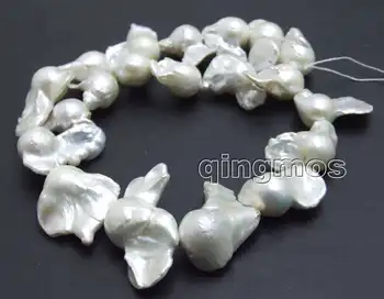 Didelis 20-35mm Baltas Baroko Natūralūs Gėlo vandens Branduolinės perlas Laisvas Karoliukų Gija 14