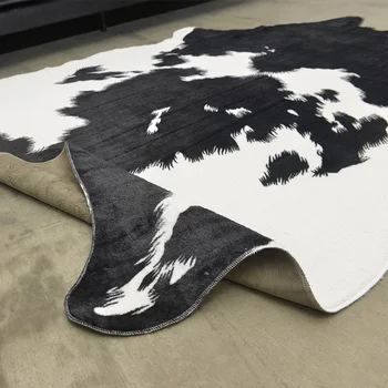 Didelis dydis pūko formos karvės odos dirbtiniais kailio kilimas 140*200cm , Amerikietiško stiliaus dekoratyviniai dirbtiniai kailiai grindų kilimėlis