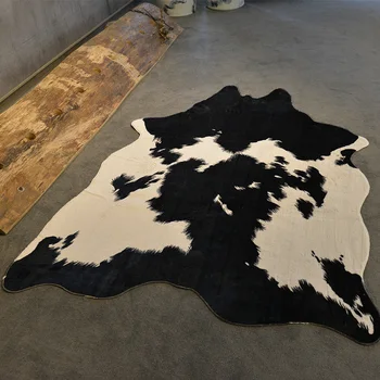 Didelis dydis pūko formos karvės odos dirbtiniais kailio kilimas 140*200cm , Amerikietiško stiliaus dekoratyviniai dirbtiniai kailiai grindų kilimėlis