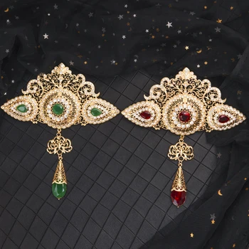 Didelis dydį Maroko stiliaus papuošalai, sagės klasikinis aukso kristalų segė su kalnų krištolas Arabijos vestuvių papuošalai