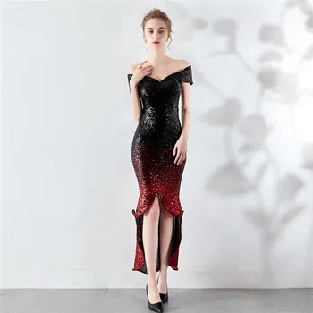 Didelis Mažas Vakaro Suknelės Blizgučiai Šalis Suknelės Moterims DX288-1 Plius Dydžio Drabužius De Soiree 2020 Seksualus, Stilingas Valtis Kaklo Prom Chalatai