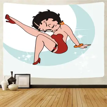 Didelės Sienos Gobelenas Animacinių Filmų Betty Boop Hipių Sienos Kabo Sexy Lady Sieniniai Gobelenai Mandala Sienų Dekoras Staltiesė Iškylą Kilimėliai