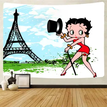 Didelės Sienos Gobelenas Animacinių Filmų Betty Boop Hipių Sienos Kabo Sexy Lady Sieniniai Gobelenai Mandala Sienų Dekoras Staltiesė Iškylą Kilimėliai