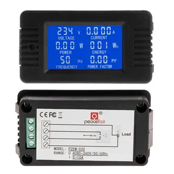Digital AC 80~260V Elektros Energijos Skaitiklio Įtampa Srovės KWh Vatmetrą Voltmeter Ammeter Indikatorius 100A/10A