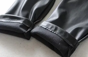 Dirbtiniais Odos Kelnės 2019 aukšto juosmens juostinės priežastinis pu odos jeggings black pu kelnės
