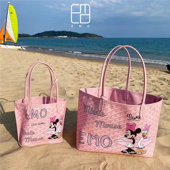 Disney Korėjos Populiarus 2020 Metų Vasaros Didelis Paplūdimio Saugojimo Krepšys Peties Grafiti Maišelį Nedaug Rankinėje Rožinė Minnie