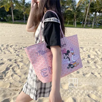 Disney Korėjos Populiarus 2020 Metų Vasaros Didelis Paplūdimio Saugojimo Krepšys Peties Grafiti Maišelį Nedaug Rankinėje Rožinė Minnie